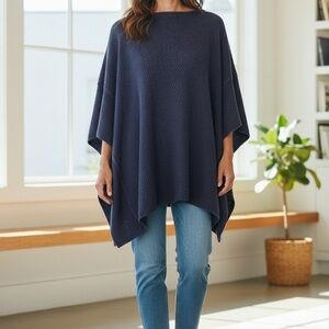 LOFT Dark Blue Sweater Poncho